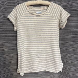 Columbia Grey/White Stripe Cap Sleeve Tee Size Large